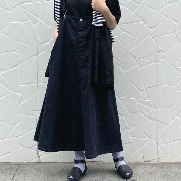 nest robe 【UpcycleLino】デニムサスペンダーデッキスカート