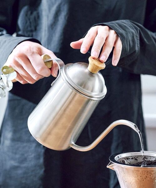【新品未使用】ステンレスドリップケトル 約600ml 天然木