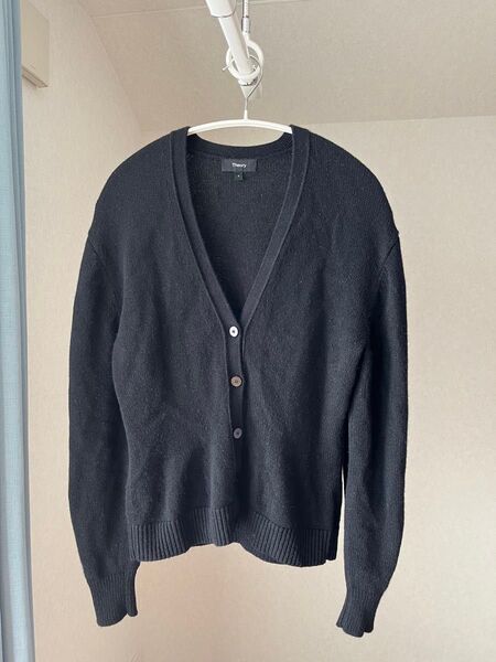 セオリー カーディガン(厚手) S ウール ブラック 無地 01-3303703-050-902
