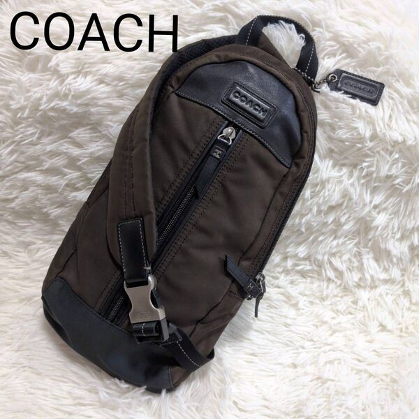 COACH コーチ ボディバッグ ナイロン レザー 70692 ブラウン