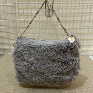 【未使用美品】ジルスチュアート ミニトート ポーチ 小物入れ ファー バッグ ミニバッグ グレー