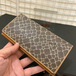 【まあまあ美品】NINA RICCI ニナリッチ 長財布 折り財布 二つ折り財布 ロングウォレット グレーブラウン レザー