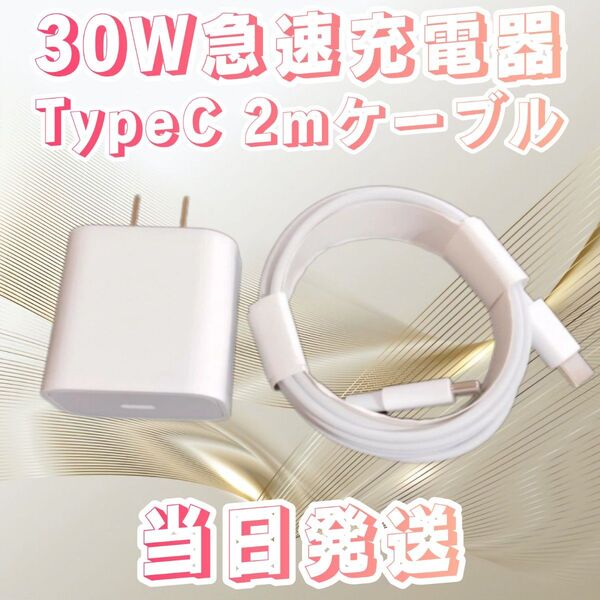 30W急速充電器 タイプCケーブル2m 急速充電器&typecケーブルセット 30Wアダプター 急速充電器 充電器 充電ケーブル