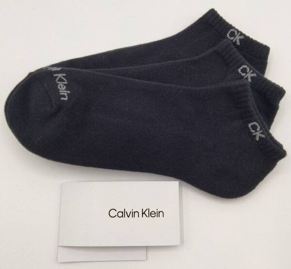 カルバンクライン メンズソックス ブラック 3足組 くるぶしソックス 男性用靴下