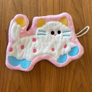 ループ付き 猫 ハンドタオル キャラクタータオル