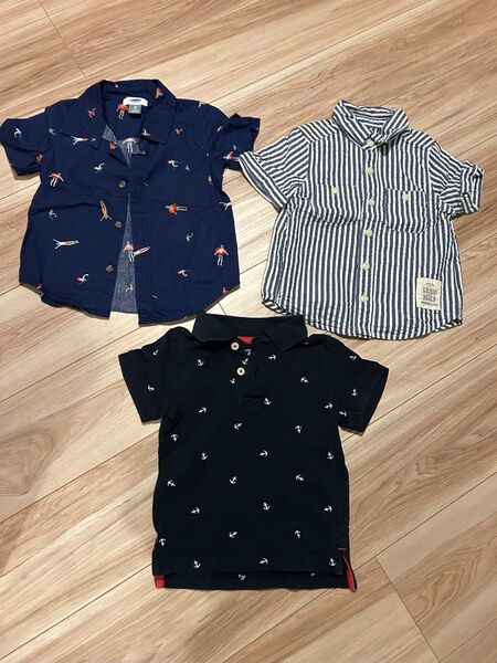 OLD NAVY等キッズ半袖シャツ、ポロシャツ 3点セット90-100