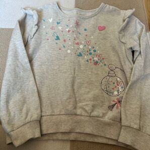 女の子 長袖トップス ハート柄 グレー 130 千趣会
