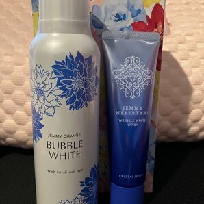 最新版☆クリスタルジェミー☆バブルホワイト泡洗顔&リンクルホワイト日焼け止め乳液