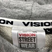 VISION STREET WEAR ヴィジョンストリートウェア L メンズ スウェットパーカー プルオーバー 裏毛 迷彩柄ポケット 長袖 綿100% 杢グレー_画像2