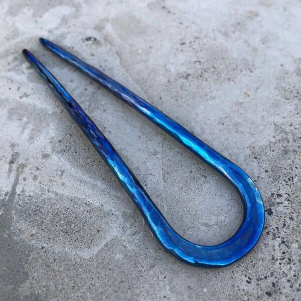titanium hair sticks bule rock 青色岩のかんざし ショート 受注生産品