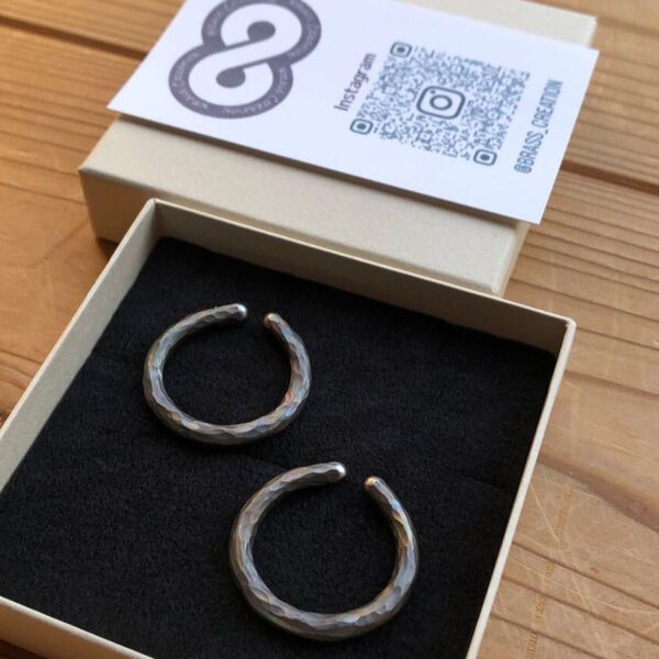 titanium rock ring ear cuff 岩リング イヤーカフ イヤリング 両耳