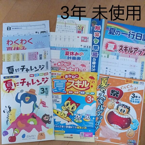 3年生 小三 小学生 夏休み 1学期 国語 算数 理科 社会 問題集 ドリル 先取り 予習 復習 まとめ売り セット