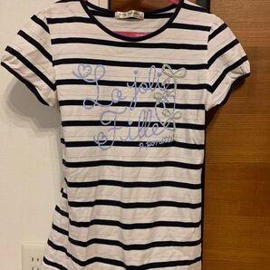 pom ponette ボーダーTシャツ ラメロゴ 160cm