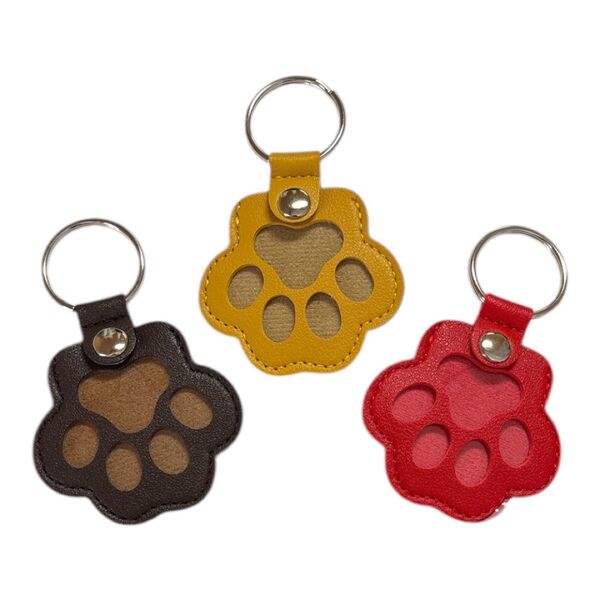 新品未使用 キーホルダー キーリング ストラップキーホルダー 黄色 茶色 ペット 思い出 愛犬 愛猫 レザー風 毛玉 レザー