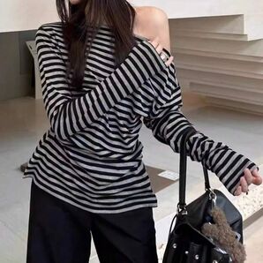 SHEIN レディース トップス 長袖 ストライプ