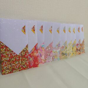 ポチ袋 長封筒 和紙 & 和風 暖色系 熨斗付き ハンドメイド ◇89