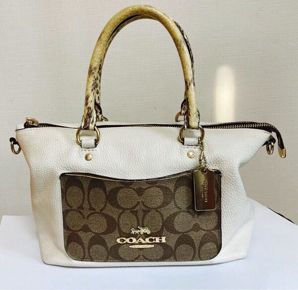 COACH パイソン柄 2wayショルダーハンドバッグ