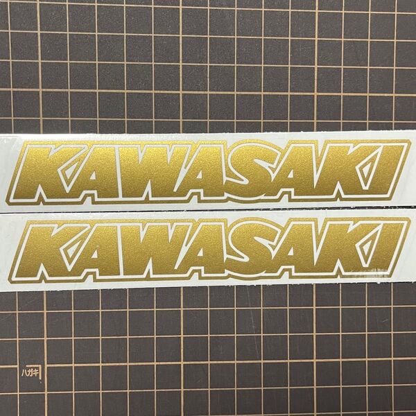 KAWASAKI カッティングステッカー 2枚セット 太字 枠有 転写シート付き 旧車 カワサキ 苗字 ステッカー