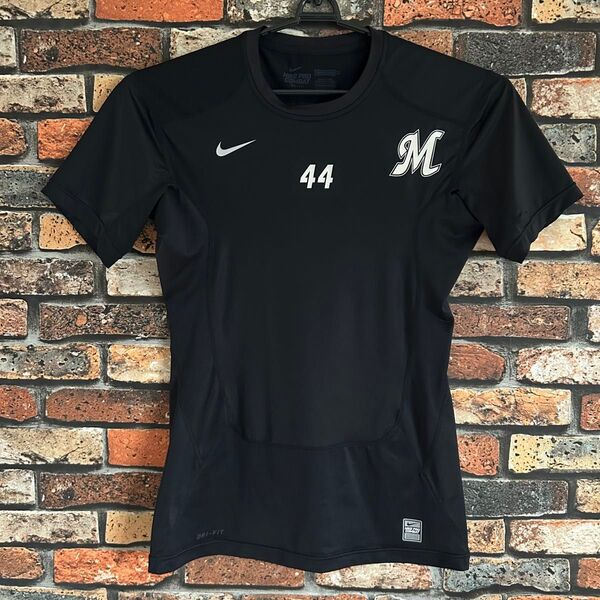 千葉ロッテマリーンズ 選手支給品 NIKE プロコンバット アンダーシャツ ブラック 黒 半袖 インナー プロ野球