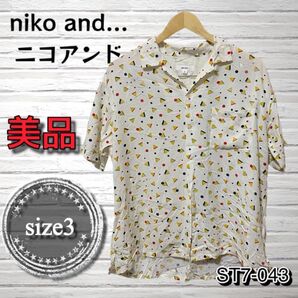 niko and... ニコアンド 薄手シャツ 半袖シャツ 総柄シャツ size3 美品
