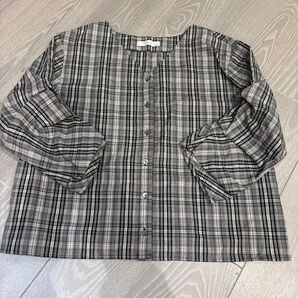 Discoat 袖タック チェックブラウス