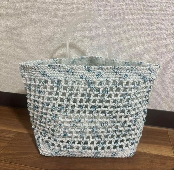 かごバッグ風ビニールバッグ ハンドメイド 夏バッグ
