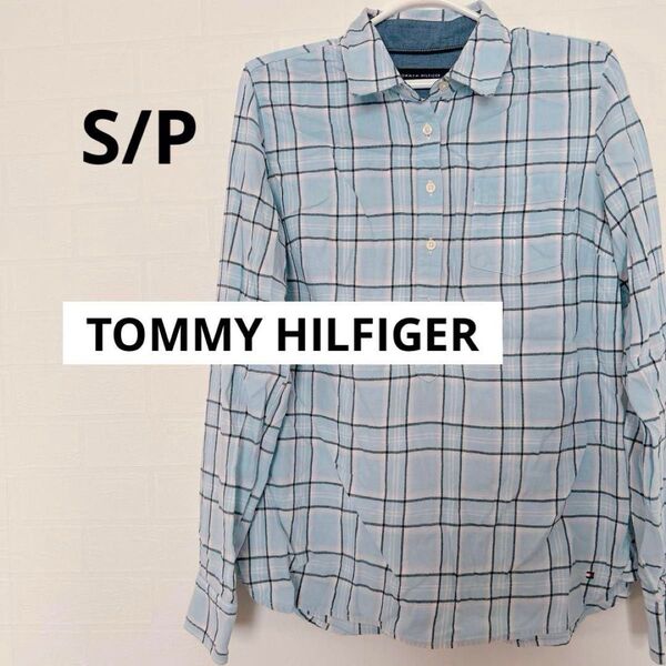 TOMMY HILFIGER チェックシャツ 水色 古着 長袖 アメカジ