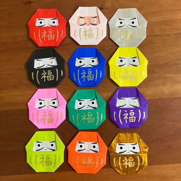 12色だるま 折り紙 吊るし飾り 壁面装飾 リース 保育園 幼稚園 施設 縁起物