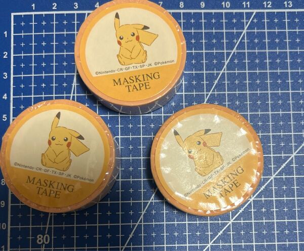 ピカチュウ マスキングテープ カミオジャパン ポケモン 3個セット 15mm×10m