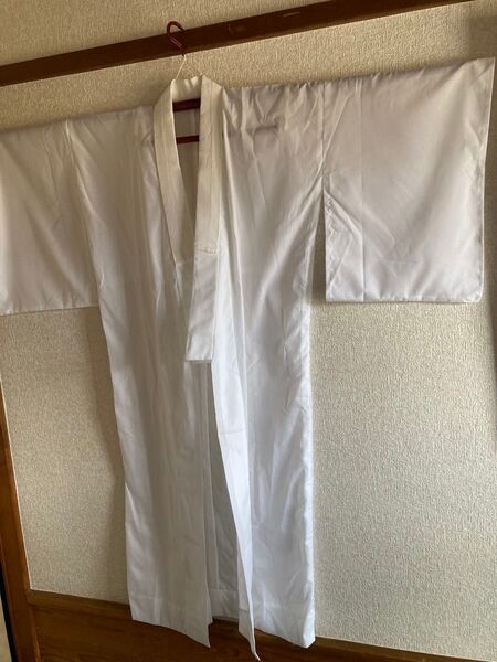 絽 長襦袢 白 L 着丈136 既製品 半襟付き