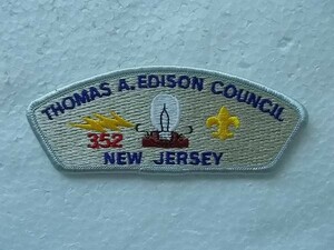 ボーイスカウトアメリカ ニュージャージー連盟章 発明家 トーマス エジソン刺繍ワッペン/電球ガールスカウト ビンテージ ジャンボリー v73