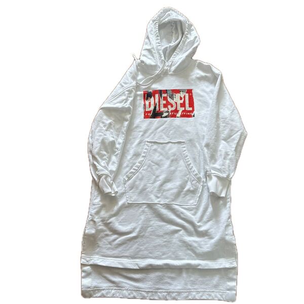 DIESEL ディーゼル ロング丈 パーカー ホワイト Sサイズ