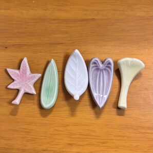 陶器製箸置き5個セット 和食器 箸置 桜 葉っぱ はしおき