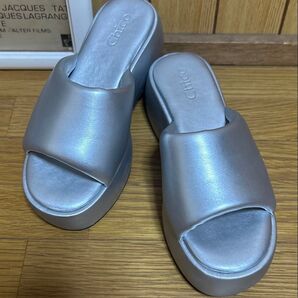 Chico チコ シルバー プラットフォーム 厚底 サンダル M