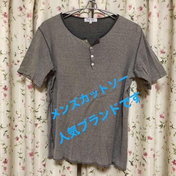 BLUE :LABEL UNITED ARROWS ヘンリーネックTシャツ L グレー さりげない存在感のある1枚