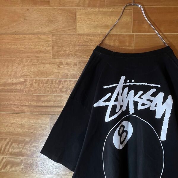 【定番デザイン】STUSSY Tシャツ 8ボール ホワイト ブラック ビッグロゴ メキシコ製 XL
