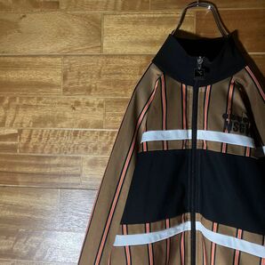 MSGM イタリア製 diadora トラックジャケット ジャージ 刺繍ロゴ ボーダー 切替 ストライプ レトロ 茶色 黒 白