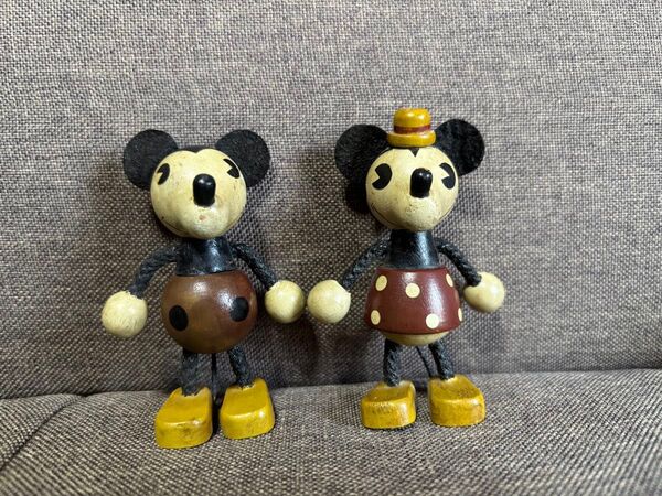 ミッキーマウス 木製フィギュア 2体セット