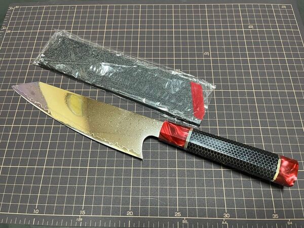 新品 V金10号 剣型 牛刀 包丁 鏡面 ダマスカス67層 おまけ 包丁ガード付き