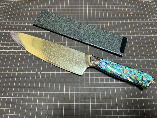 新品 V金10号 V10 牛刀 包丁 鏡面 ダマスカス67層 包丁ガード付き