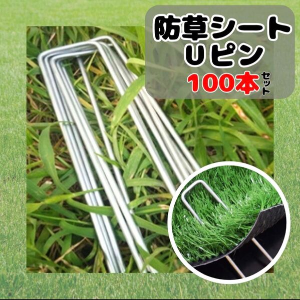 防草シート 100本セット 人工芝 抑え ピン 固定ピン U字ピン ペグ