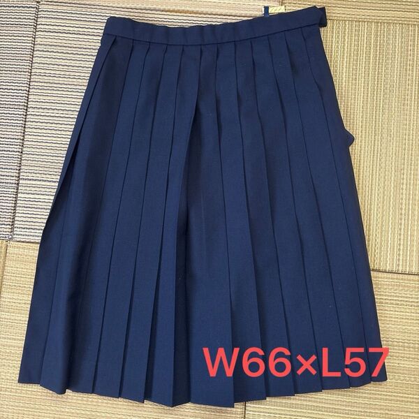【夏用】プリーツ スカート W66 L57 ネイビー 紺 日本製 中学 制服 高校 スクールスカート 女子 カンコー 菅公