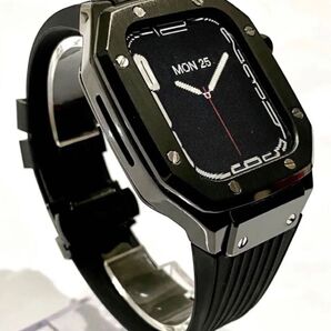 /Apple Watch カバー ケース アップルウォッチ ラバーバンド ベルト カスタム 44 45 メタル 高級