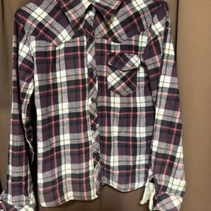 チェック柄長袖シャツ レディース パープル