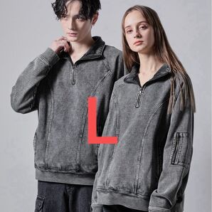 CLEL ヘビーウェイト ヴィンテージデザイン ハーフジップ グレー系 L