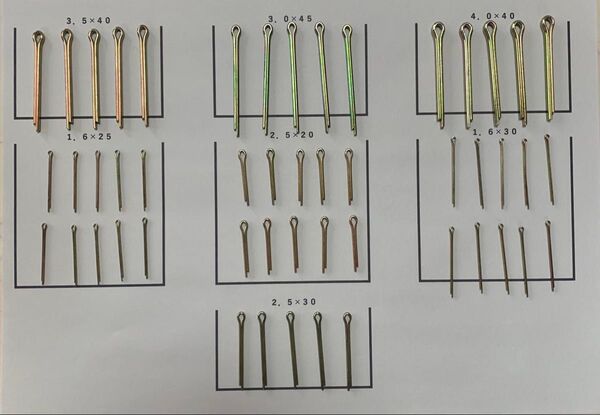 割りピン コッターピン 50本セット 1.6mm・2.5mm・3.0mm・3.5mm・4.0mm