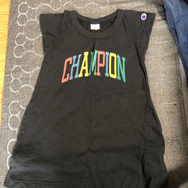 Tシャツ カットソー 女の子 トップス 半袖 女児 ワンピース 子供服 キッズ 100 champion
