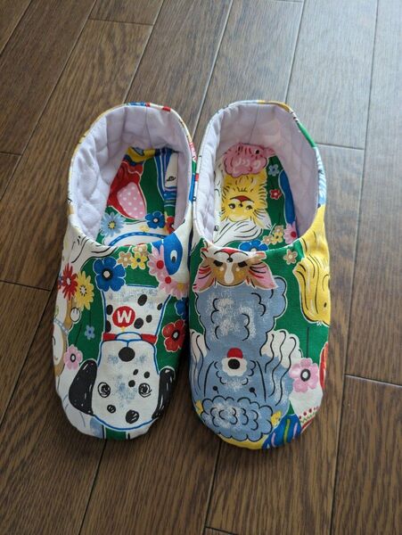ワンちゃん柄のルームシューズハンドメイド