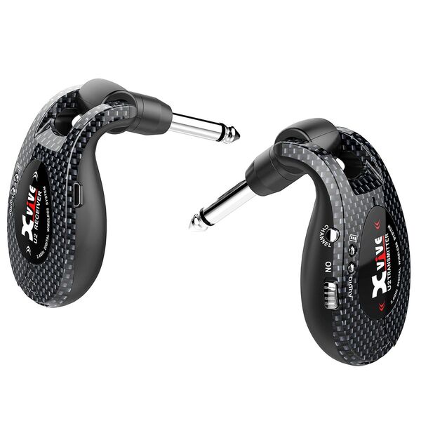 ケーブル不要 簡単にワイヤレスに出来る Xvive XV-U2/CB Wireless Guitar System カーボン柄
