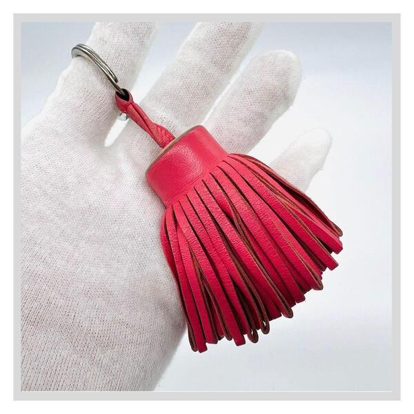 HERMES エルメス カルメン チャーム キーホルダー ピンク レザー
